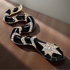 Black Gold Snake Brooch or Pendant